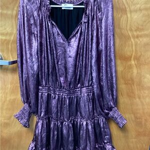 Charisma Metallic Plum Ruffled Waistband Skirt